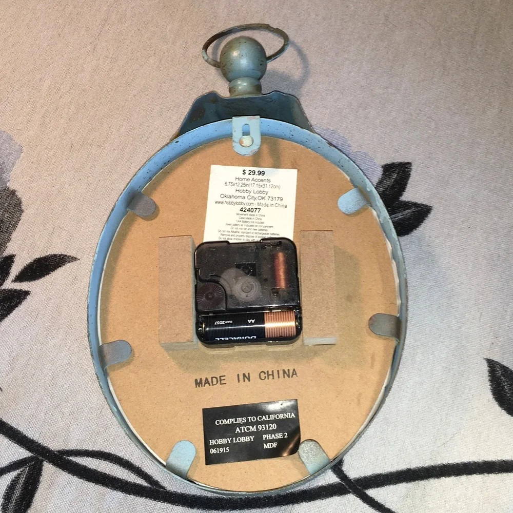 Aris Mint Green Rustic Wall Clock with Roman Dial